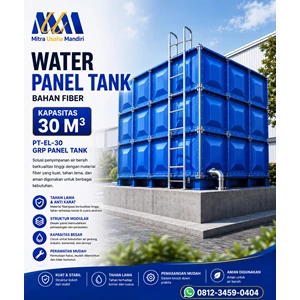 Water Panel Tank Bahan Fiber Kapasitas 30 m3 / PT-EL-30 / GRP Panel Tank